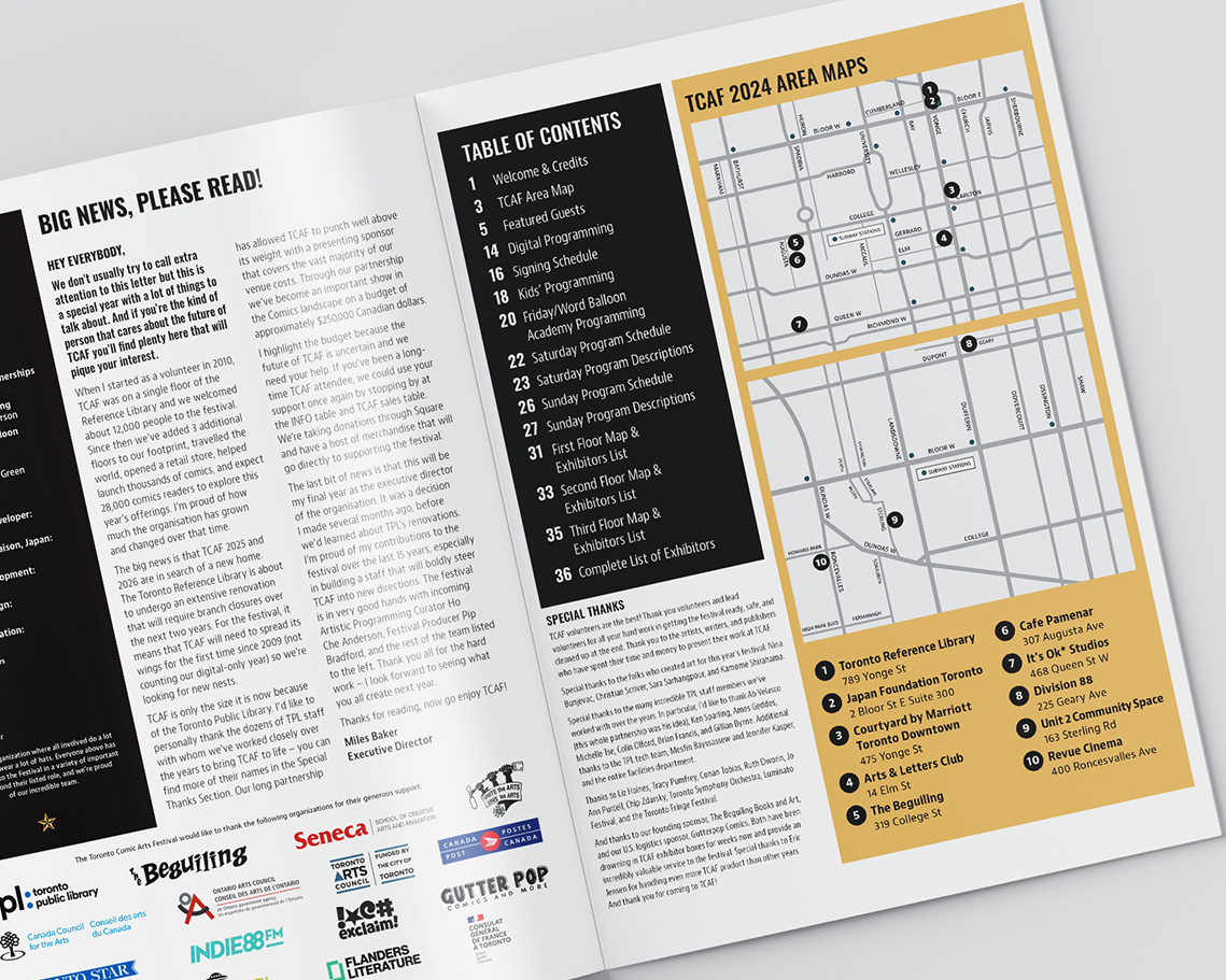 The table of contents for the guide