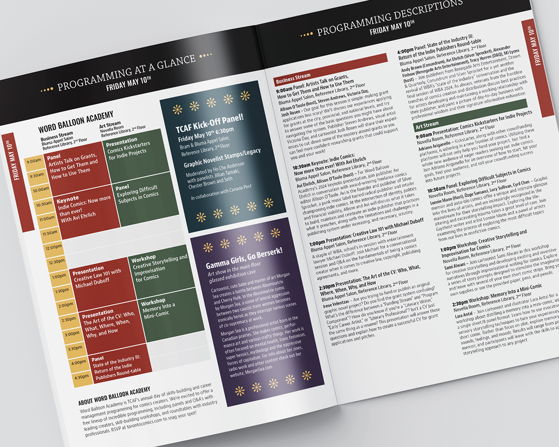 Guide layout for the first day of the festival