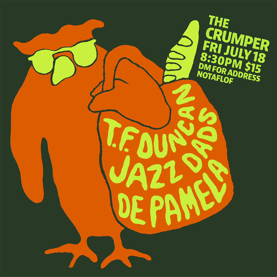 poster featuring an owl wearing sunglasses and carrying a tote bag